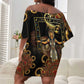Serket Ancient Egyptian Off Shoulder Short Dress with Canopic Jars and Scorpion Motif in Protection