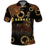 Serket Ancient Egyptian Polo Shirt with Canopic Jars and Scorpion Motif in Protection