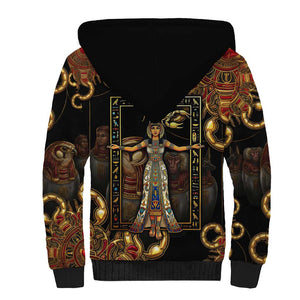 Serket Ancient Egyptian Sherpa Hoodie with Canopic Jars and Scorpion Motif in Protection