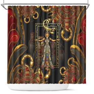 Serket Ancient Egyptian Shower Curtain with Canopic Jars and Scorpion Motif in Protection