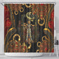 Serket Ancient Egyptian Shower Curtain with Canopic Jars and Scorpion Motif in Protection