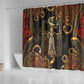 Serket Ancient Egyptian Shower Curtain with Canopic Jars and Scorpion Motif in Protection
