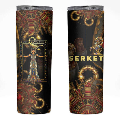 Serket Ancient Egyptian Skinny Tumbler with Canopic Jars and Scorpion Motif in Protection