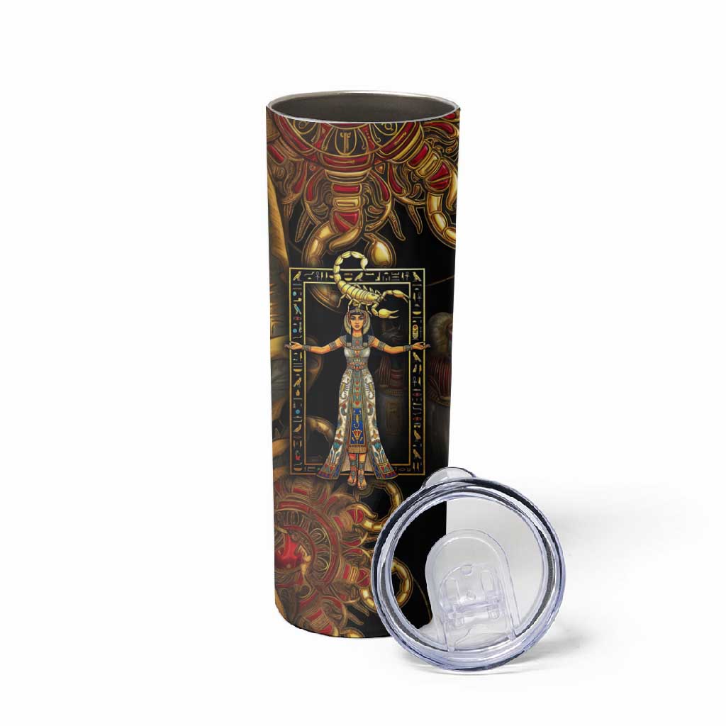 Serket Ancient Egyptian Skinny Tumbler with Canopic Jars and Scorpion Motif in Protection