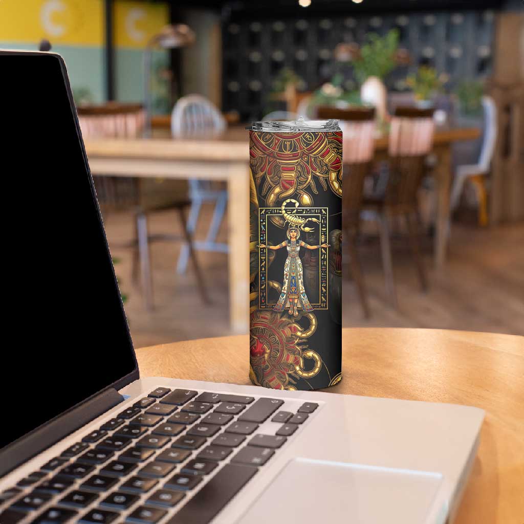 Serket Ancient Egyptian Skinny Tumbler with Canopic Jars and Scorpion Motif in Protection