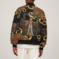 Serket Ancient Egyptian Sleeve Zip Bomber Jacket with Canopic Jars and Scorpion Motif in Protection