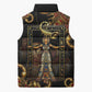 Serket Ancient Egyptian Sleeveless Puffer Jacket with Canopic Jars and Scorpion Motif in Protection