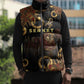 Serket Ancient Egyptian Sleeveless Puffer Jacket with Canopic Jars and Scorpion Motif in Protection