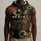 Serket Ancient Egyptian Sleeveless Zip Hoodie with Canopic Jars and Scorpion Motif in Protection