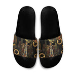 Serket Ancient Egyptian Slide Sandals with Canopic Jars and Scorpion Motif in Protection