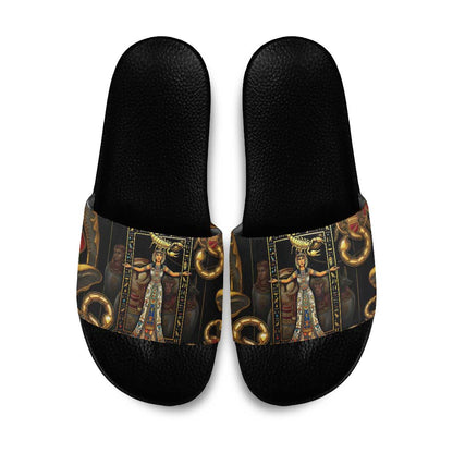 Serket Ancient Egyptian Slide Sandals with Canopic Jars and Scorpion Motif in Protection