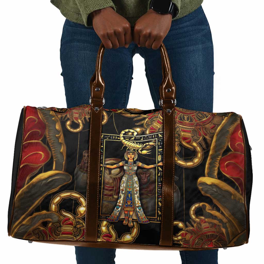 Serket Ancient Egyptian Travel Bag with Canopic Jars and Scorpion Motif in Protection
