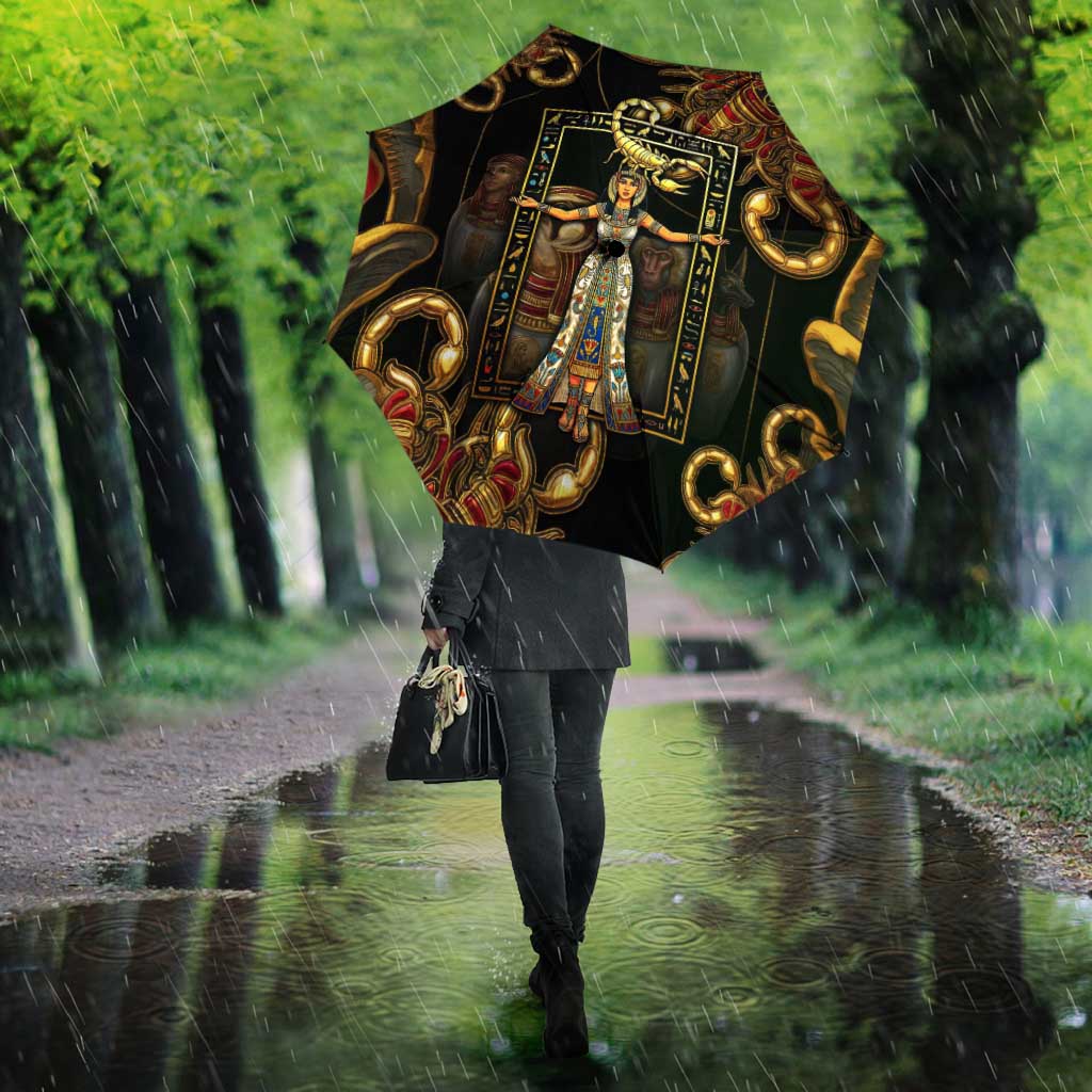 Serket Ancient Egyptian Umbrella with Canopic Jars and Scorpion Motif in Protection