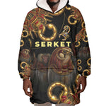 Serket Ancient Egyptian Wearable Blanket Hoodie with Canopic Jars and Scorpion Motif in Protection