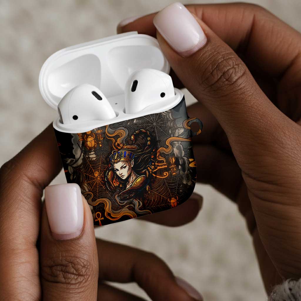Serket Egyptian AirPods Case Jeweled Scorpion and Cobweb Motif in Mystical Egyptian