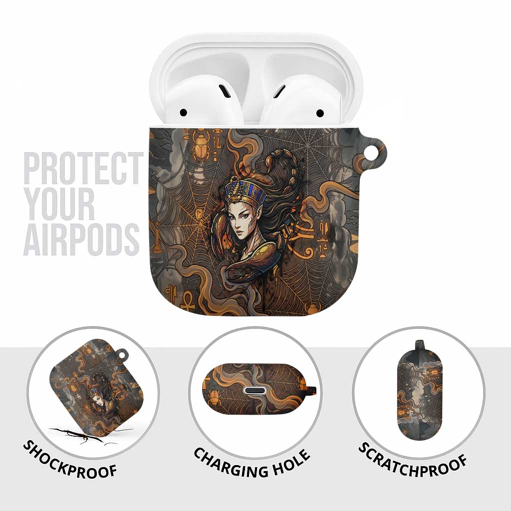 Serket Egyptian AirPods Case Jeweled Scorpion and Cobweb Motif in Mystical Egyptian