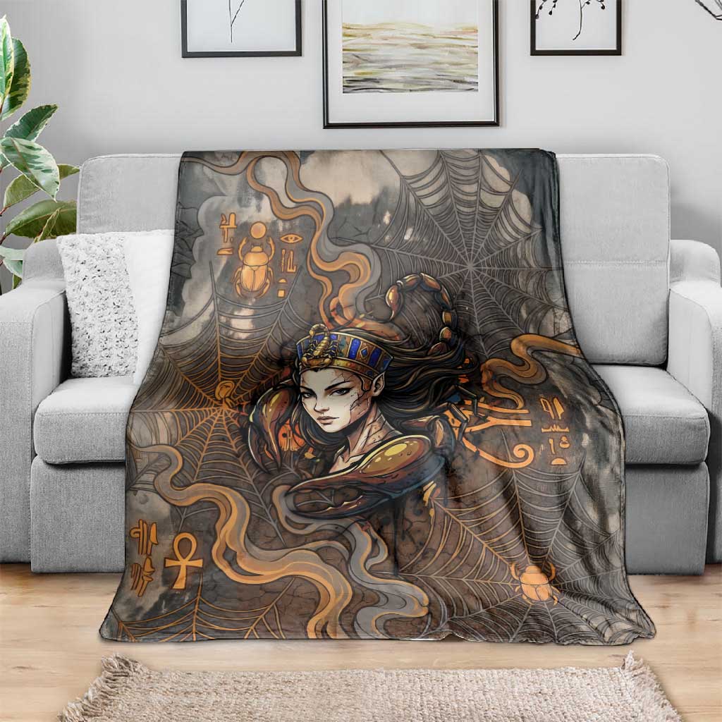Serket Egyptian Blanket Jeweled Scorpion and Cobweb Motif in Mystical Egyptian