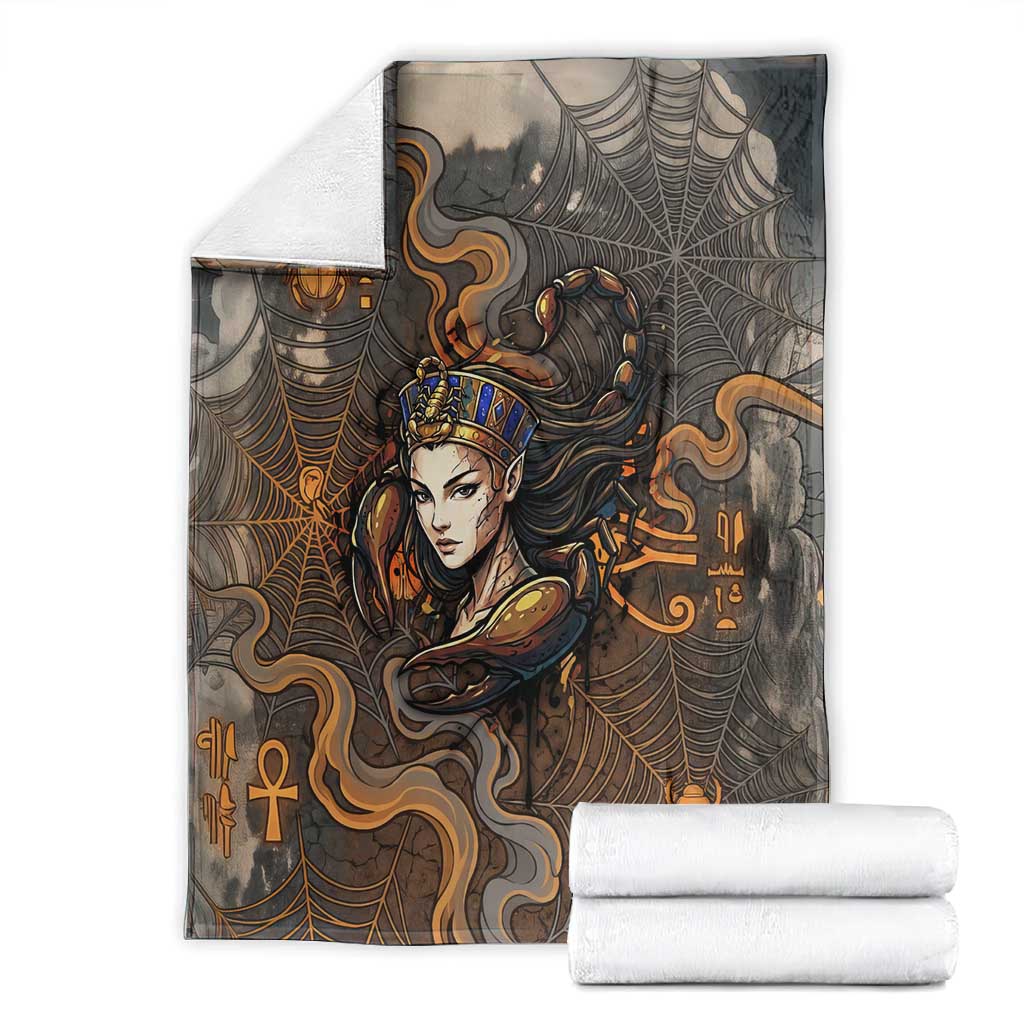 Serket Egyptian Blanket Jeweled Scorpion and Cobweb Motif in Mystical Egyptian