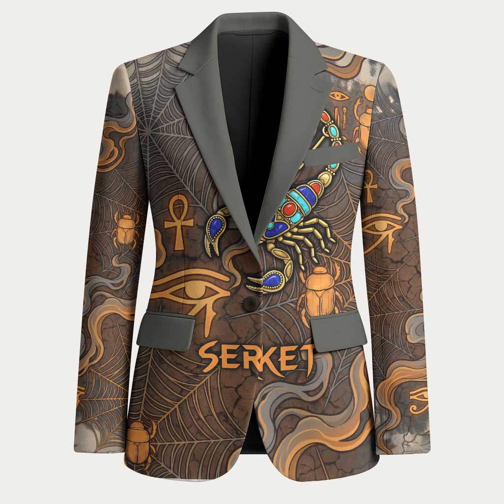 Serket Egyptian Blazer Jeweled Scorpion and Cobweb Motif in Mystical Egyptian