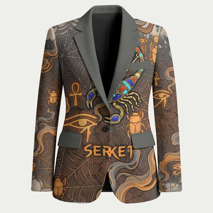 Serket Egyptian Blazer Jeweled Scorpion and Cobweb Motif in Mystical Egyptian