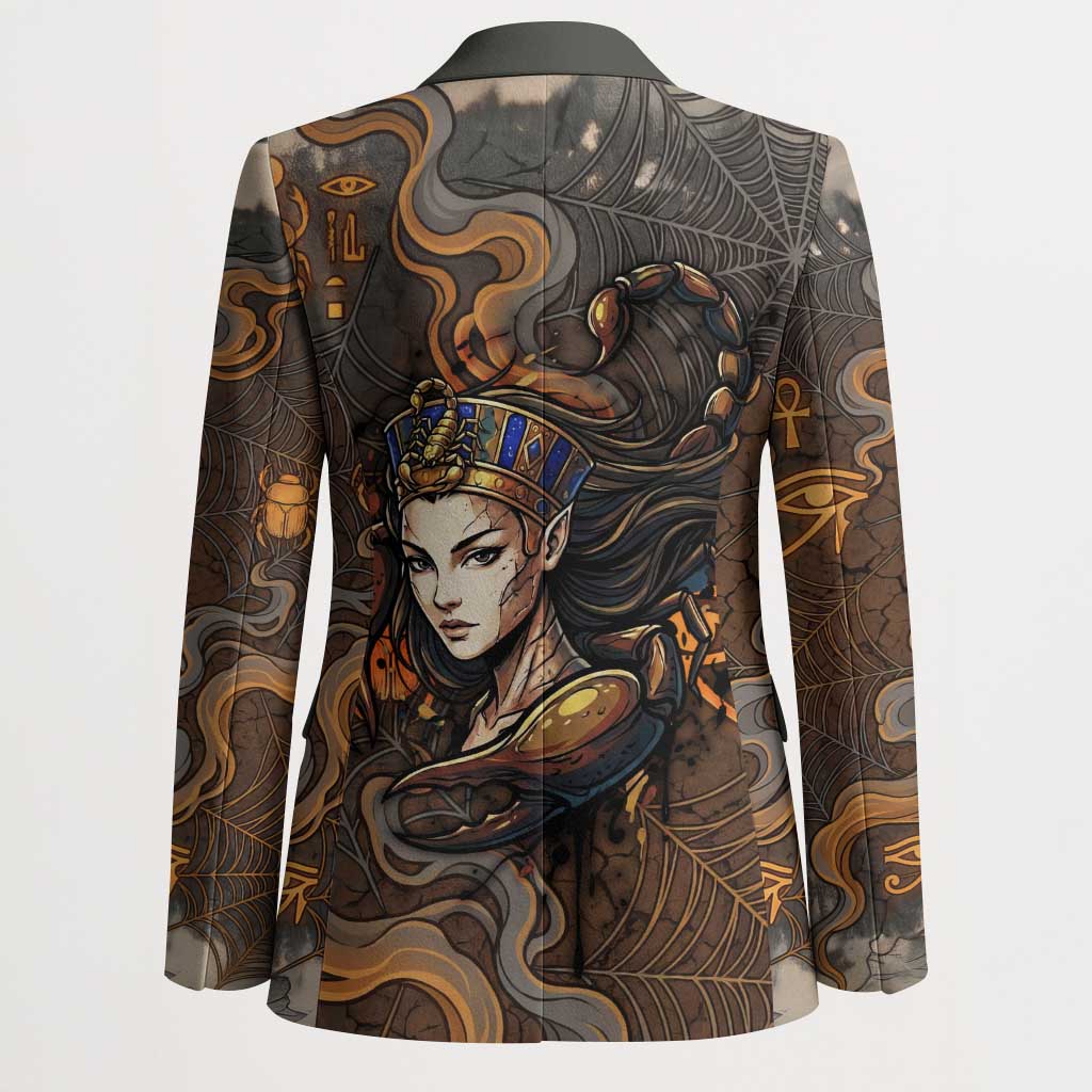 Serket Egyptian Blazer Jeweled Scorpion and Cobweb Motif in Mystical Egyptian