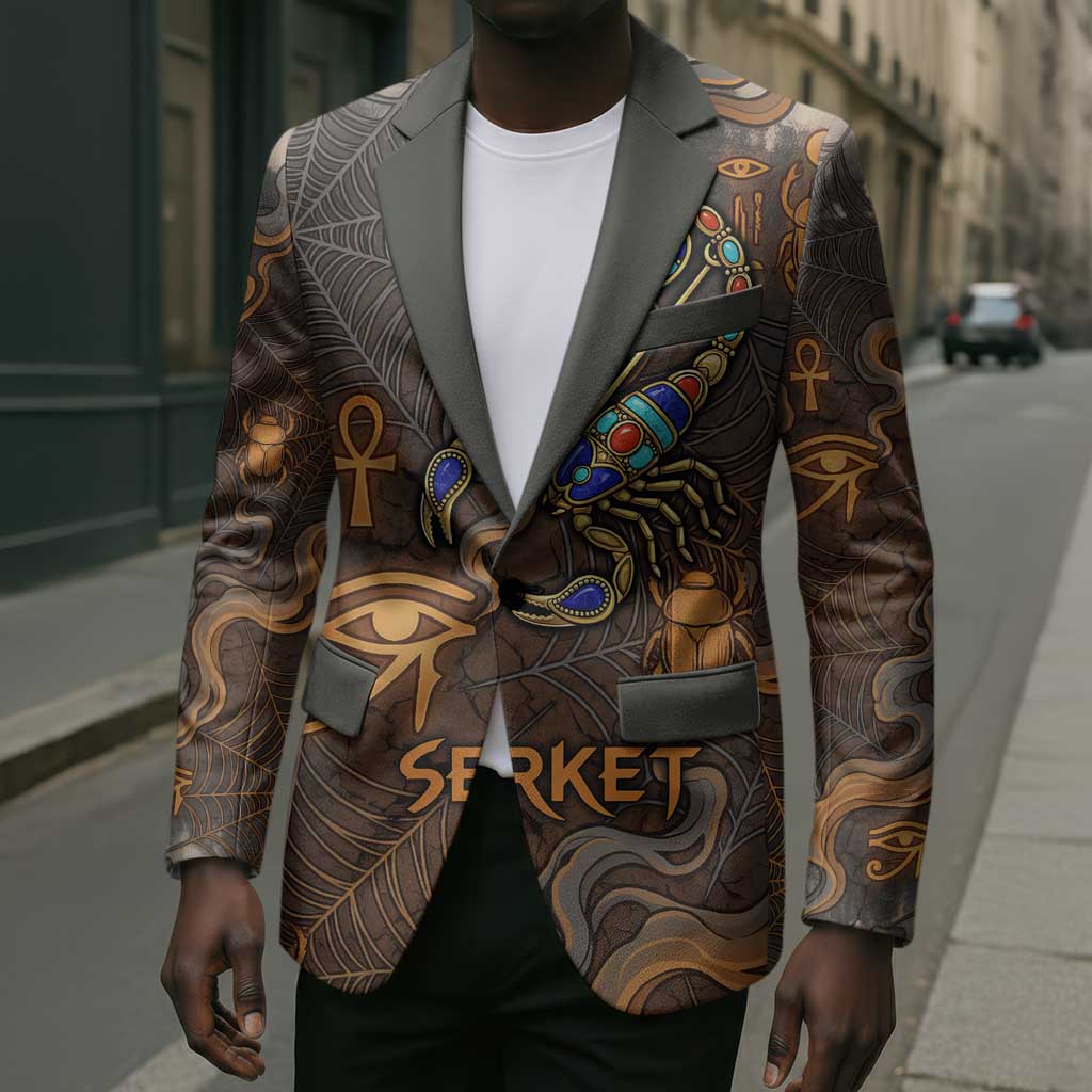 Serket Egyptian Blazer Jeweled Scorpion and Cobweb Motif in Mystical Egyptian