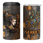 Serket Egyptian 4 in 1 Can Cooler Tumbler Jeweled Scorpion and Cobweb Motif in Mystical Egyptian