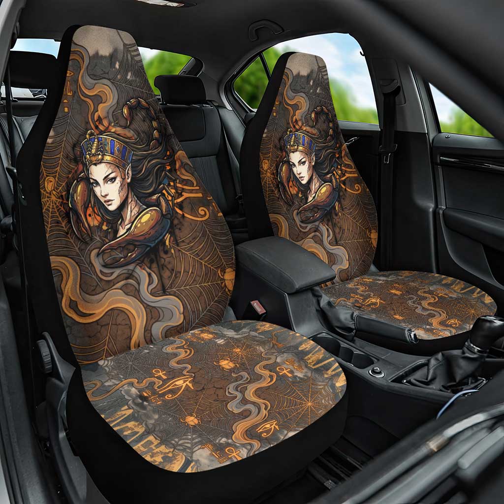 Serket Egyptian Car Seat Cover Jeweled Scorpion and Cobweb Motif in Mystical Egyptian