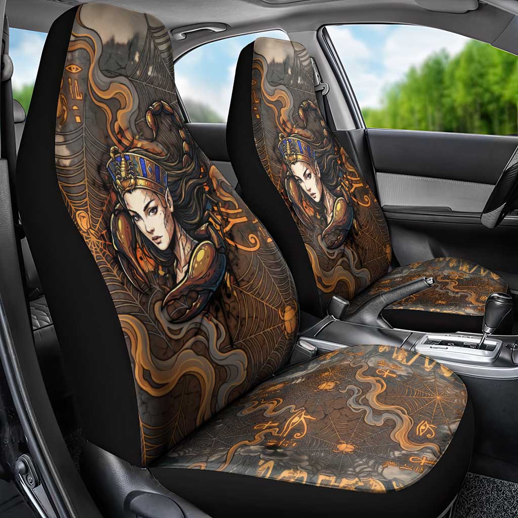 Serket Egyptian Car Seat Cover Jeweled Scorpion and Cobweb Motif in Mystical Egyptian