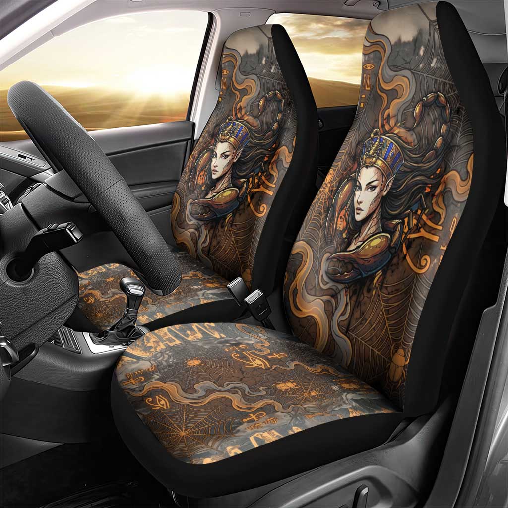 Serket Egyptian Car Seat Cover Jeweled Scorpion and Cobweb Motif in Mystical Egyptian