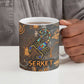 Serket Egyptian Ceramic Mug Jeweled Scorpion and Cobweb Motif in Mystical Egyptian