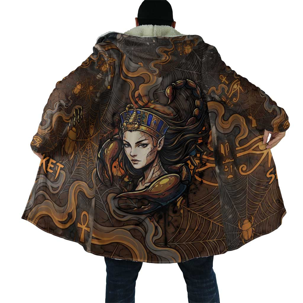 Serket Egyptian Cloak Jeweled Scorpion and Cobweb Motif in Mystical Egyptian