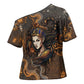 Serket Egyptian Cross Shoulder Shirt Jeweled Scorpion and Cobweb Motif in Mystical Egyptian