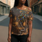 Serket Egyptian Cross Shoulder Shirt Jeweled Scorpion and Cobweb Motif in Mystical Egyptian