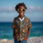 Serket Egyptian Kid Hawaiian Shirt Jeweled Scorpion and Cobweb Motif in Mystical Egyptian