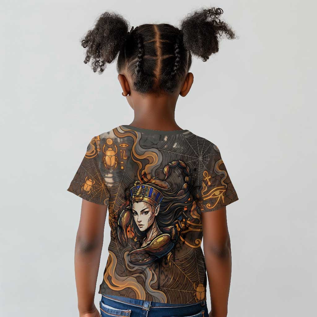 Serket Egyptian Kid T shirt Jeweled Scorpion and Cobweb Motif in Mystical Egyptian