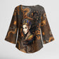 Serket Egyptian Kimono Sleeve Blouse Jeweled Scorpion and Cobweb Motif in Mystical Egyptian