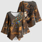 Serket Egyptian Kimono Sleeve Blouse Jeweled Scorpion and Cobweb Motif in Mystical Egyptian
