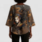 Serket Egyptian Kimono Sleeve Blouse Jeweled Scorpion and Cobweb Motif in Mystical Egyptian