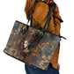 Serket Egyptian Leather Tote Bag Jeweled Scorpion and Cobweb Motif in Mystical Egyptian