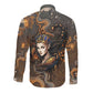 Serket Egyptian Long Sleeve Button Shirt Jeweled Scorpion and Cobweb Motif in Mystical Egyptian