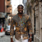 Serket Egyptian Long Sleeve Button Shirt Jeweled Scorpion and Cobweb Motif in Mystical Egyptian