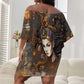 Serket Egyptian Off Shoulder Short Dress Jeweled Scorpion and Cobweb Motif in Mystical Egyptian