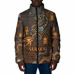 Serket Egyptian Padded Jacket Jeweled Scorpion and Cobweb Motif in Mystical Egyptian