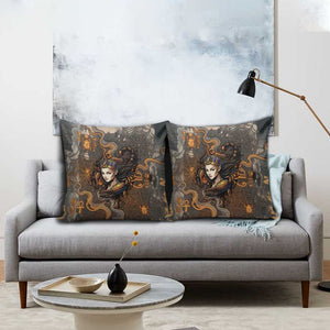 Serket Egyptian Pillow Cover Jeweled Scorpion and Cobweb Motif in Mystical Egyptian
