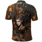Serket Egyptian Polo Shirt Jeweled Scorpion and Cobweb Motif in Mystical Egyptian