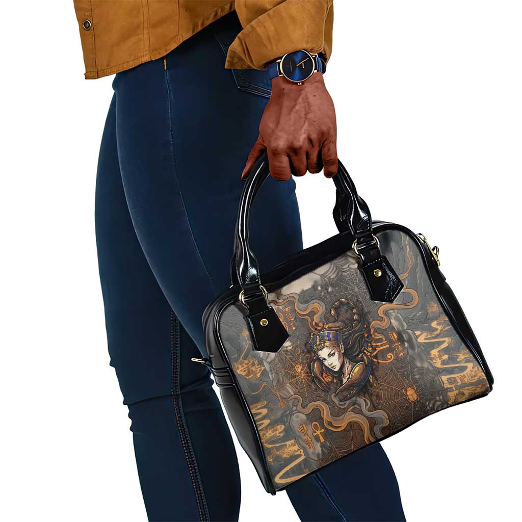 Serket Egyptian Shoulder Handbag Jeweled Scorpion and Cobweb Motif in Mystical Egyptian