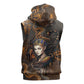 Serket Egyptian Sleeveless Hoodie Jeweled Scorpion and Cobweb Motif in Mystical Egyptian