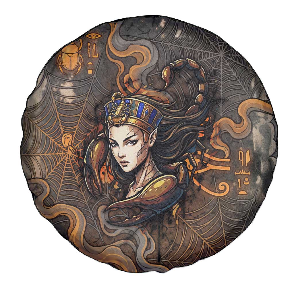 Serket Egyptian Spare Tire Cover Jeweled Scorpion and Cobweb Motif in Mystical Egyptian