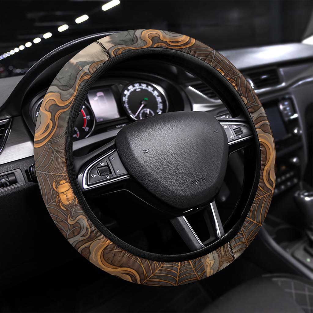 Serket Egyptian Steering Wheel Cover Jeweled Scorpion and Cobweb Motif in Mystical Egyptian